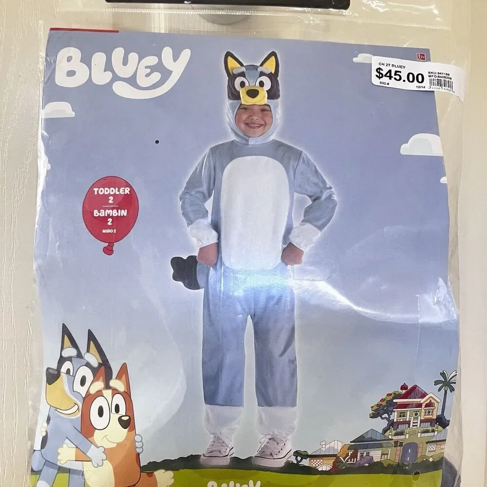 Suit Yourself Costume Co Bluey Costume Jumpsuit Headpiece Tail Toddler Size 2T